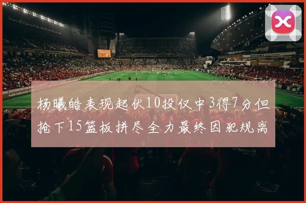 杨曦皓表现起伏10投仅中3得7分但抢下15篮板拼尽全力最终因犯规离场